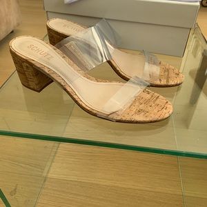 Schutz Victorie clear and cork sandals mules
